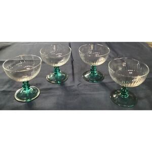4 Champagne Sherbet Glasses Cristal D'Arques Luminarc Country Manor Turquoise